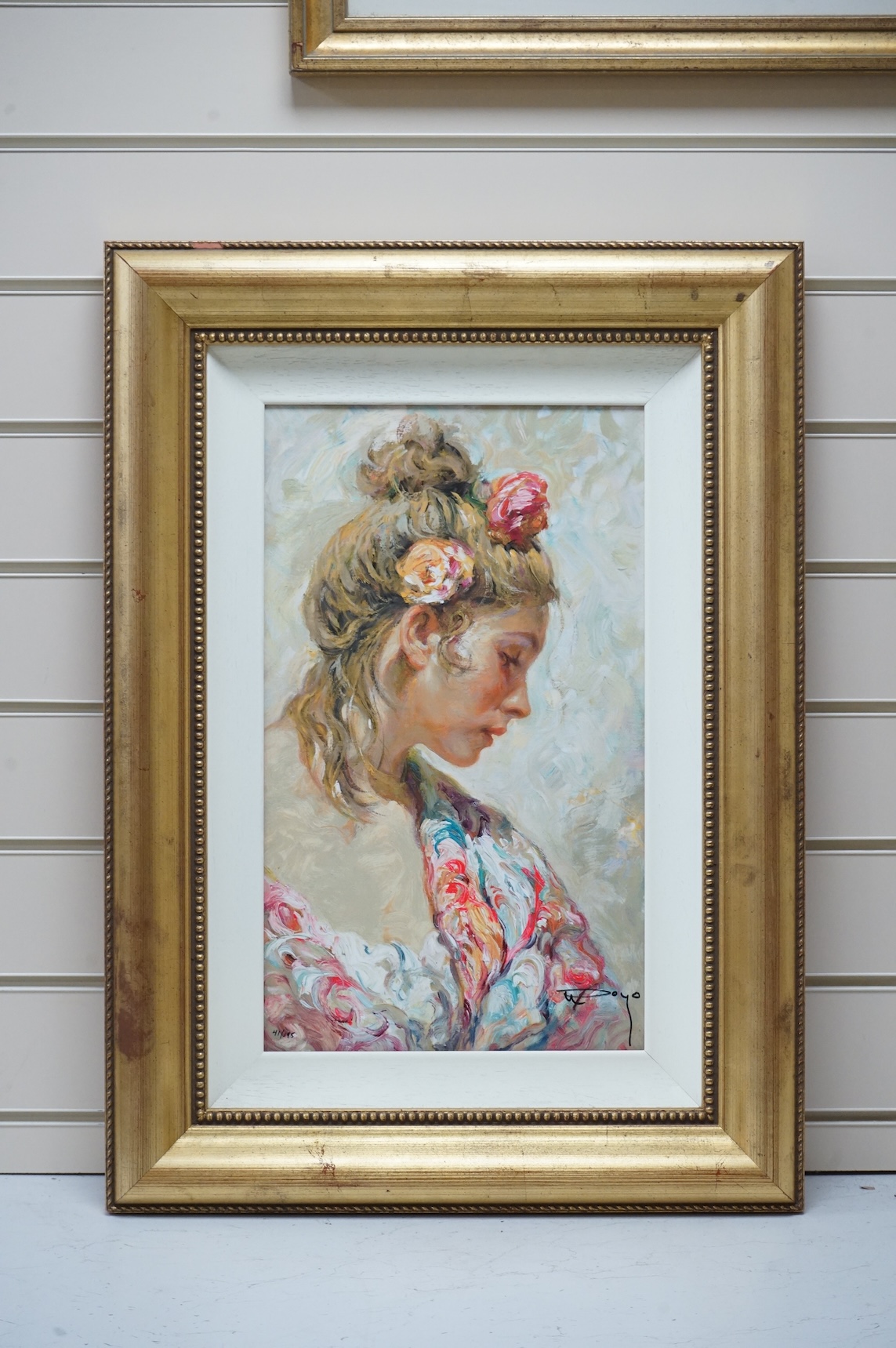 Royo (Spanish, b.1941), limited edition giclée print, Portrait of a lady, signed and numbered 41/195, 45 x 27cm, gilt framed